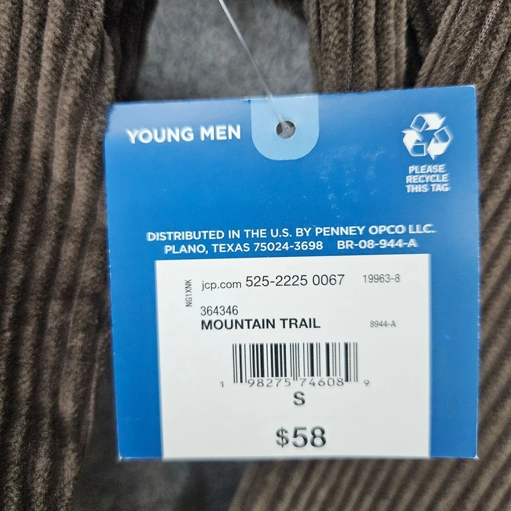 NEW Arizona Jean Co Corduroy Shirt Jacket Young Men's Small Brown Mountain Trail